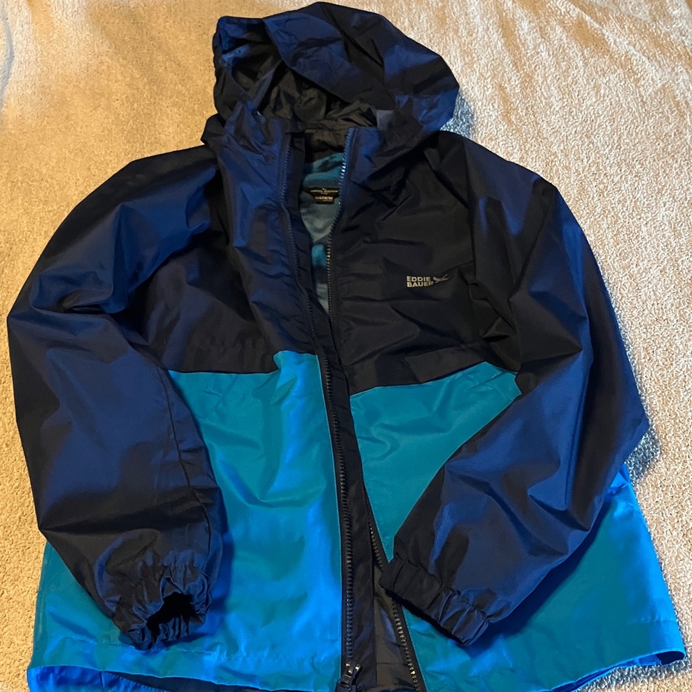 Blue Hooded Winter/ Rain Jacket with fleece detachable inside